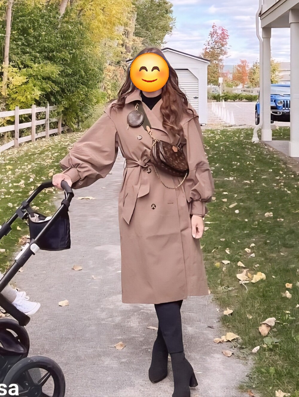 H&M Oversized Sleeve Trench Coat In Toffee